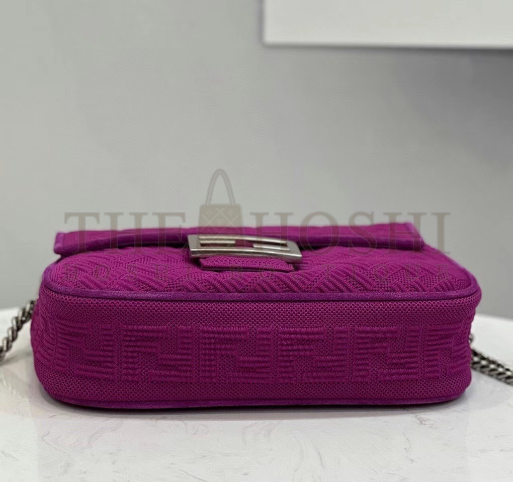 F**di Baguette Chain Midi Bag In Fuchsia FF Fabric Master Quality