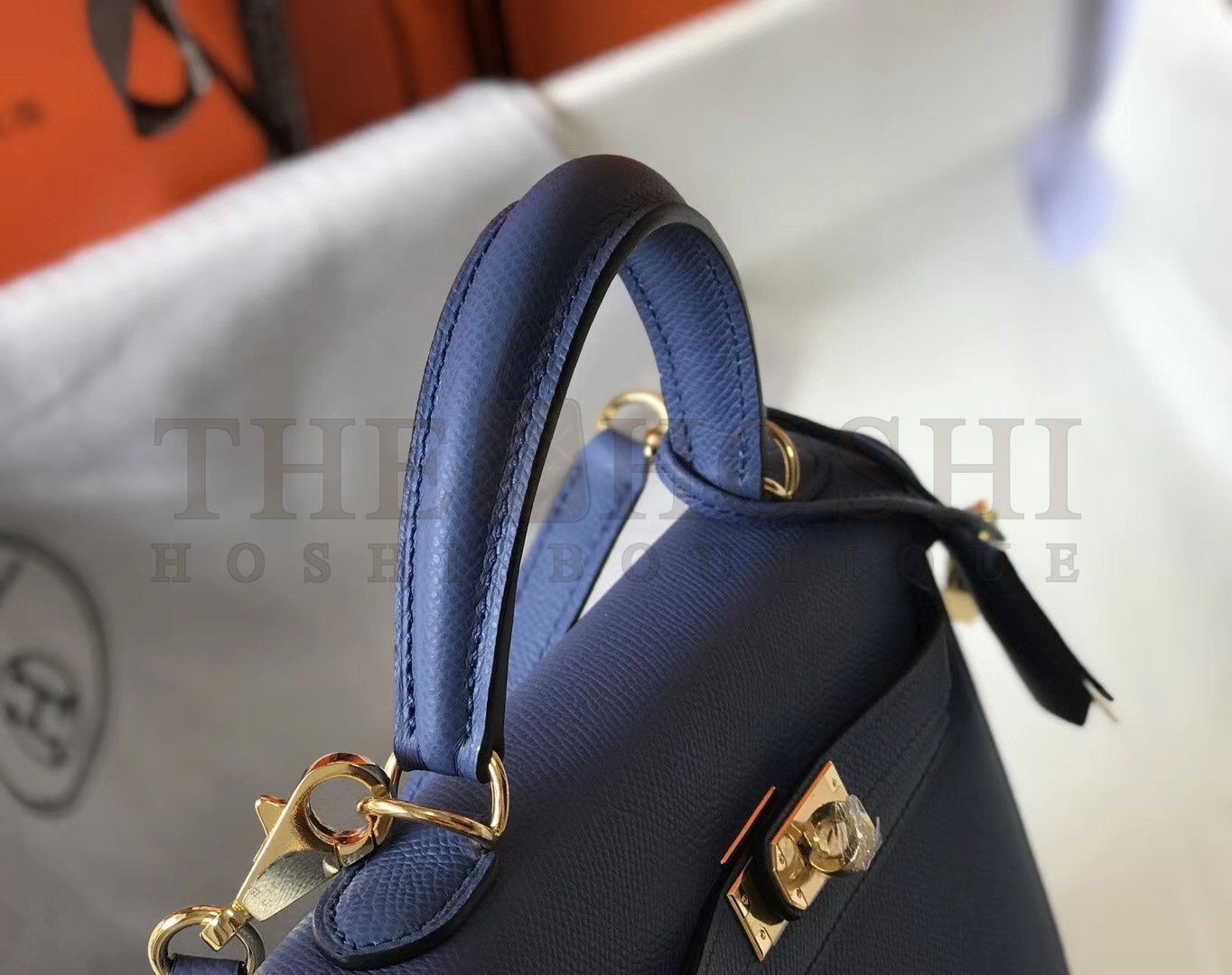 H**me5 Kelly 25cm Sellier Bag In Agate Blue Epsom Leather Master Quality