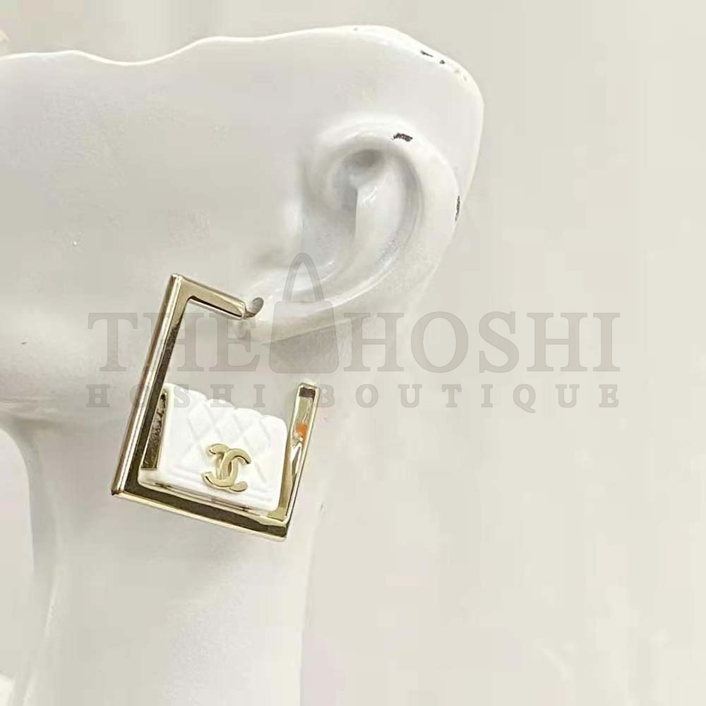 Ch**el Women Hoop Earrings in Metal and Resin-White Master Quality