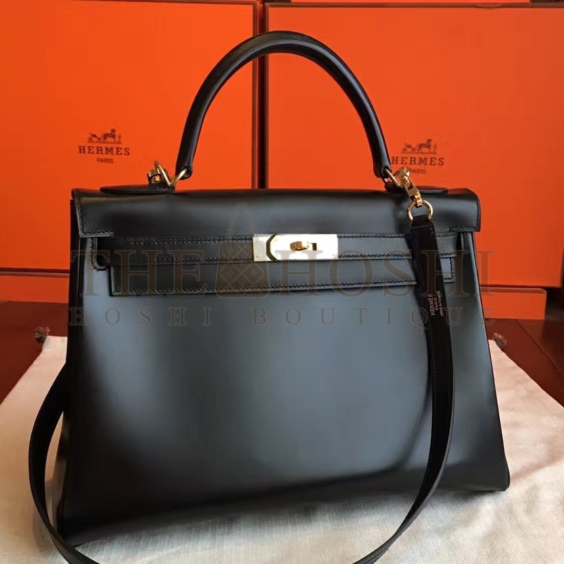 H**me5 Black Box Kelly Retourne 32cm Handmade Bag Master Quality
