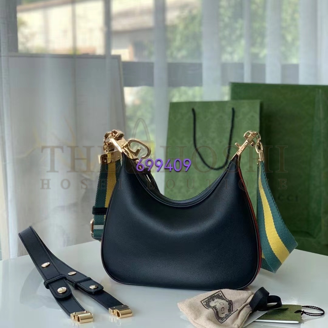 Gvc*1 Women Attache Small Shoulder Bag Black Leather Orange Black Web Master Quality