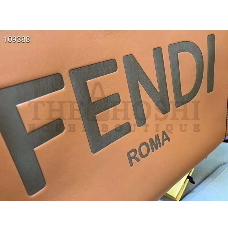 F**di Women Sunshine Shopper Bag Brown Leather Shopper “F**di ROMA” Master Quality