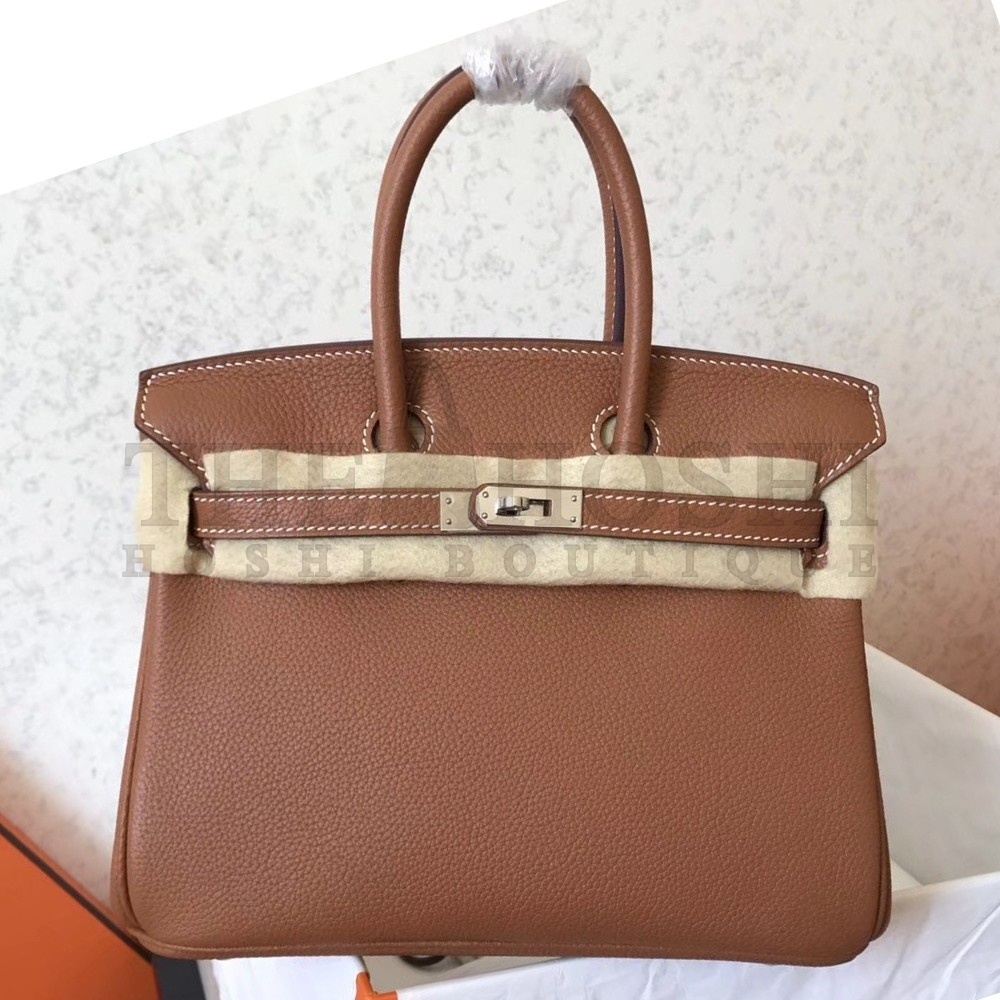 H**me5 Brown Birkin 25cm Clemence Handmade Bag Master Quality