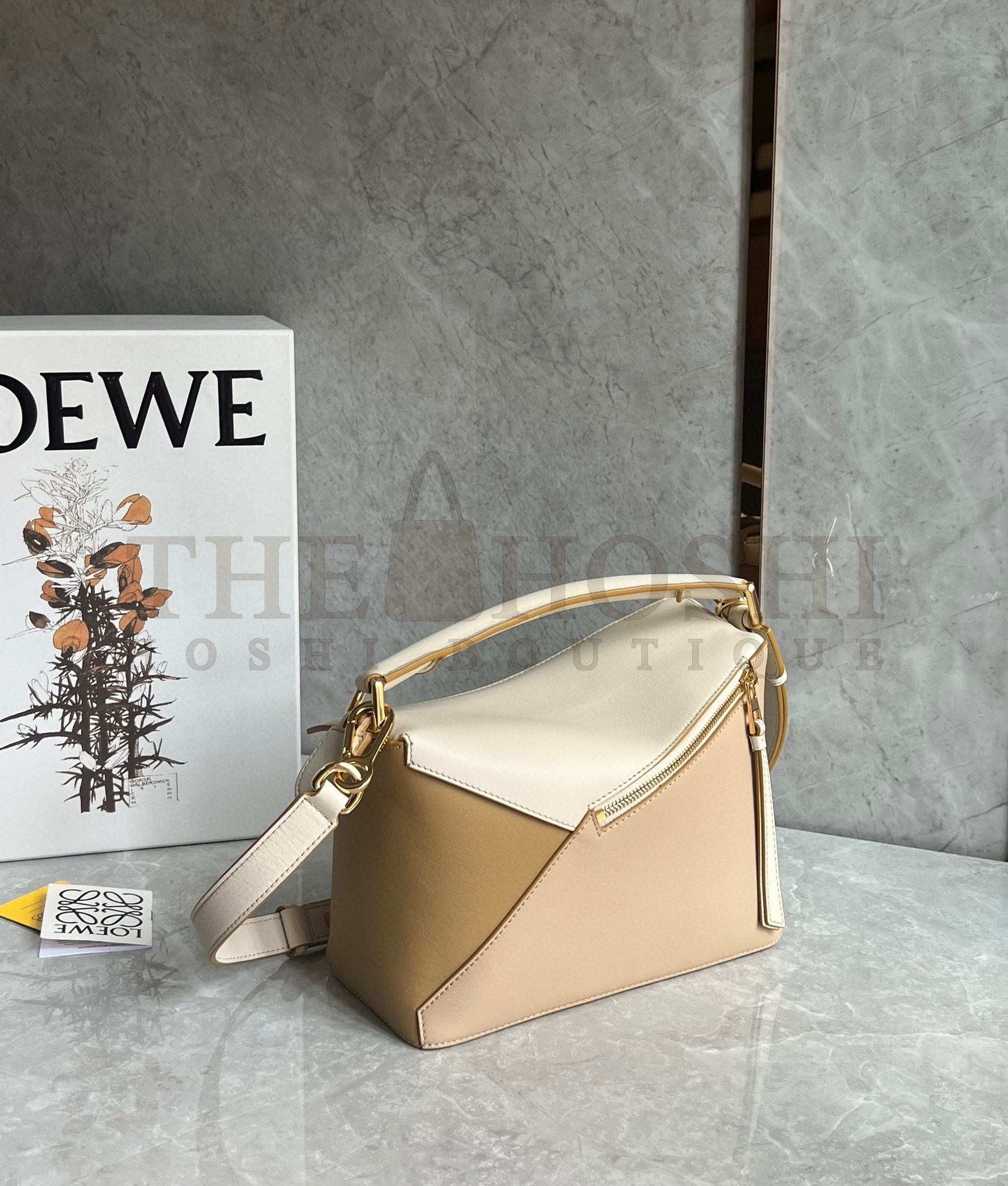 L0ew* Puzzle Mini Bag in Multicolor Angora and Beige Calfskin Master Quality