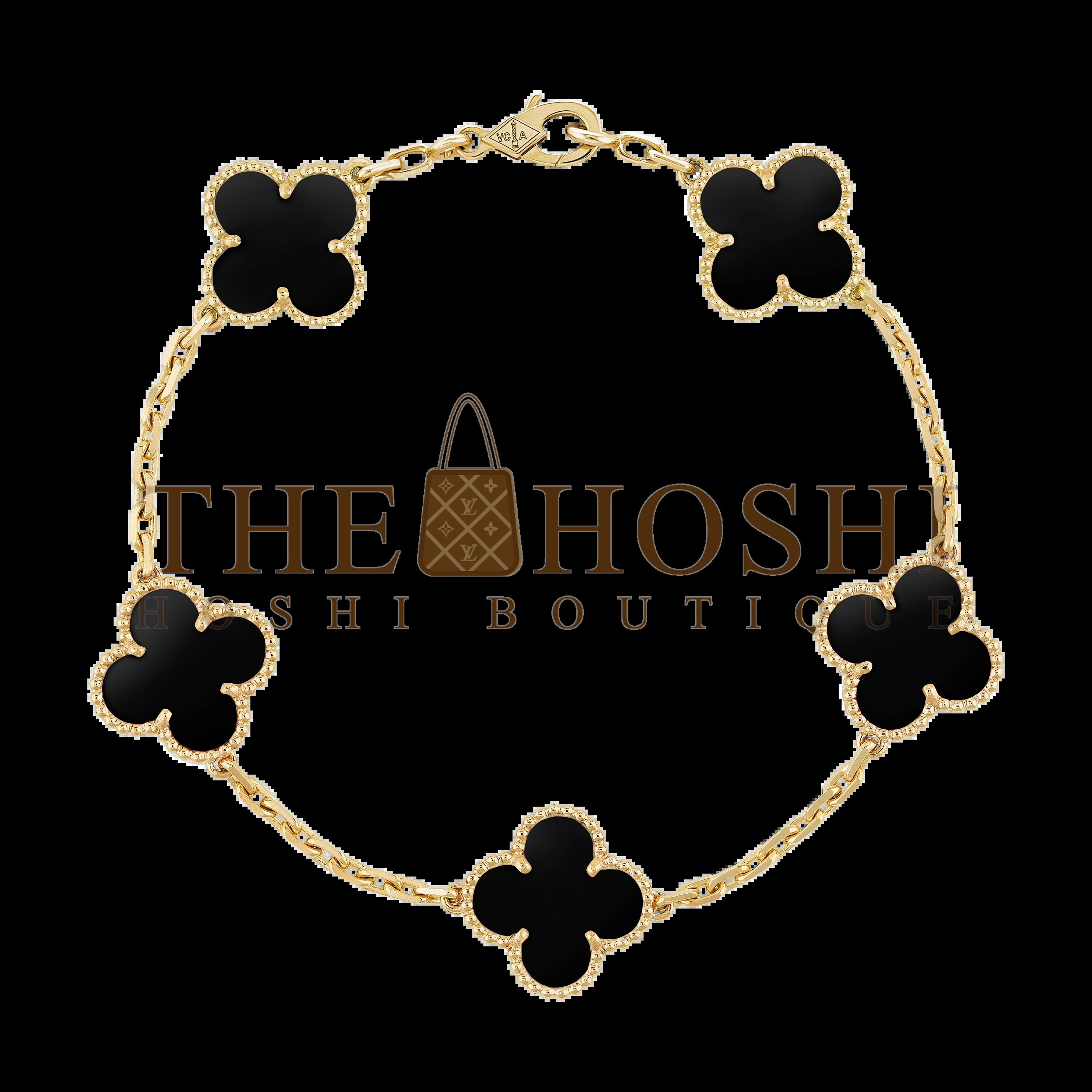 V*n Cl**f Bracelet, Gold Clover Bracelet, Vintage Alhambra bracelet, 5 motifs, Black Onys Master Quality