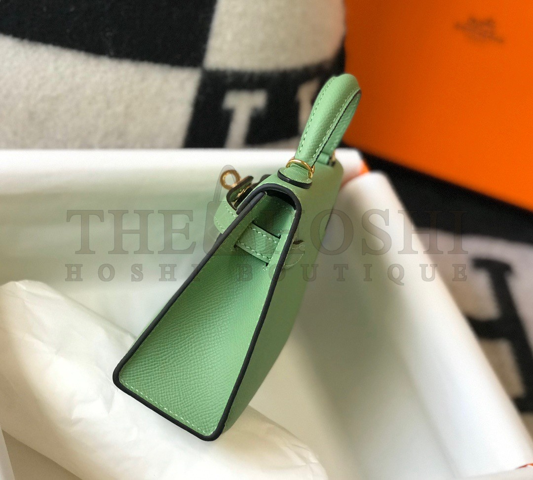 H**me5 Kelly Mini II Sellier Bag In Vert Criquet Epsom Leather GHW Master Quality