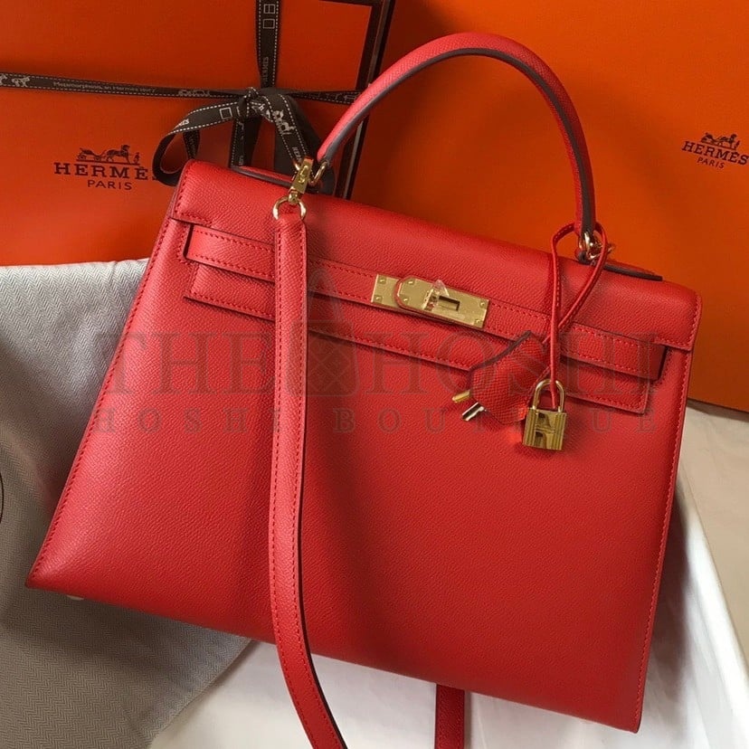 H**me5 Kelly 32cm Sellier Bag in Red Epsom Calfskin GHW Master Quality