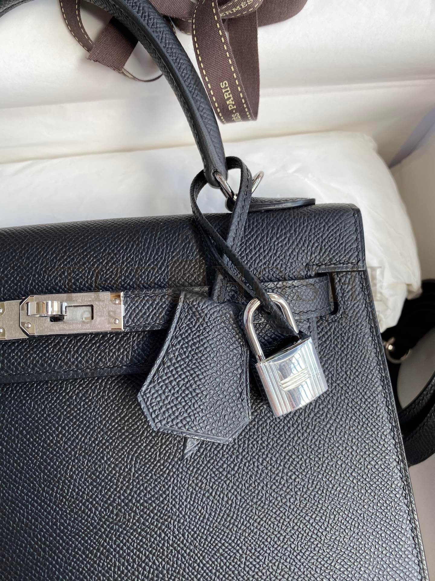 H**me5 Epsom Kelly 25cm Sellier Handmade Black Bag Master Quality