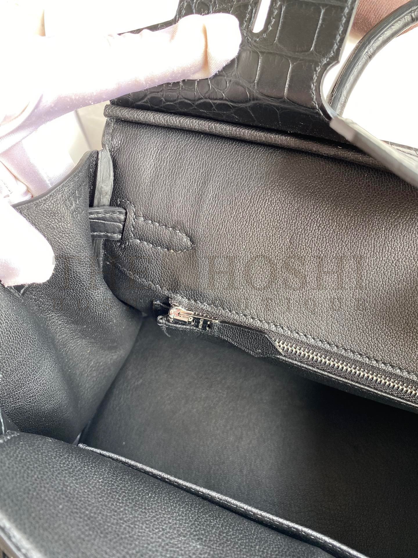 H**me5 Birkin 25 Retourne Handmade Bag In Black Matte Alligator Leather Master Quality