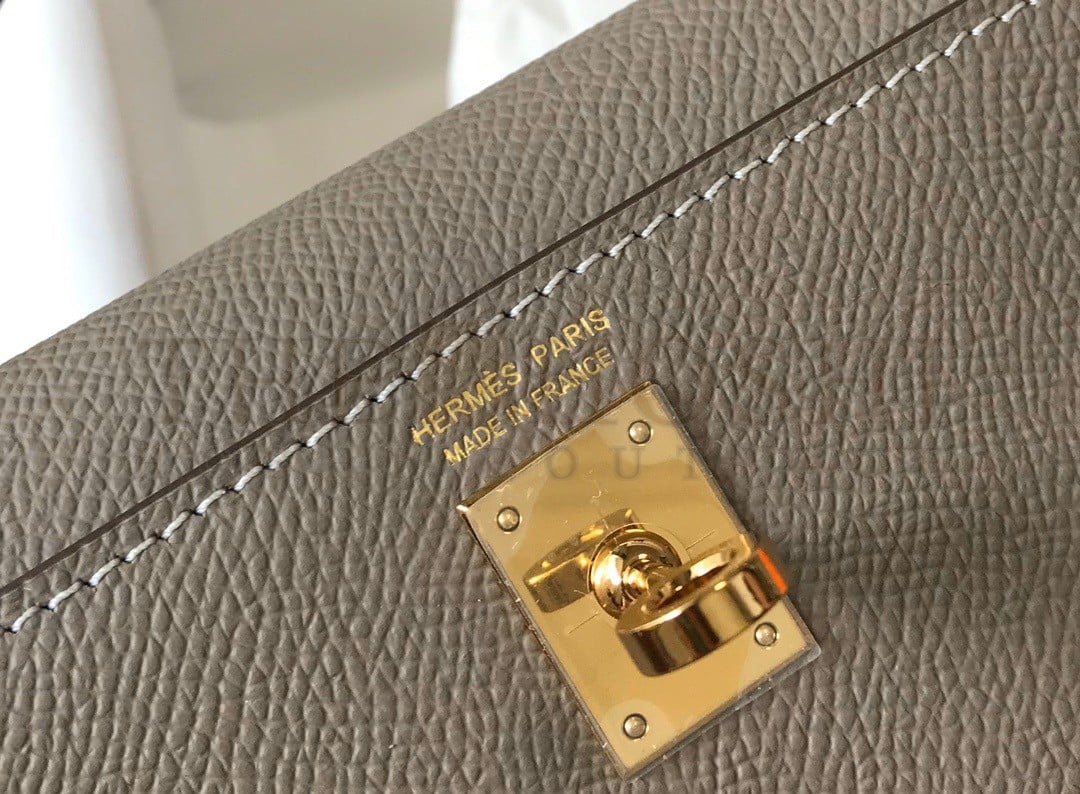 H**me5 Kelly Mini II Sellier Bag In Gris Asphalt Epsom Leather Master Quality