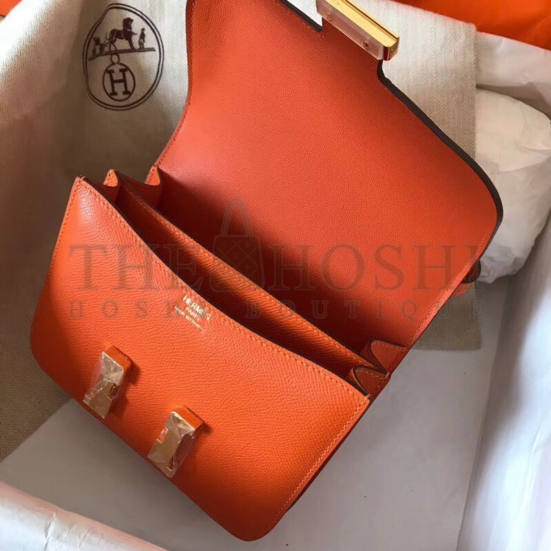H**me5 Mini Constance 18cm Orange Epsom Bag Master Quality