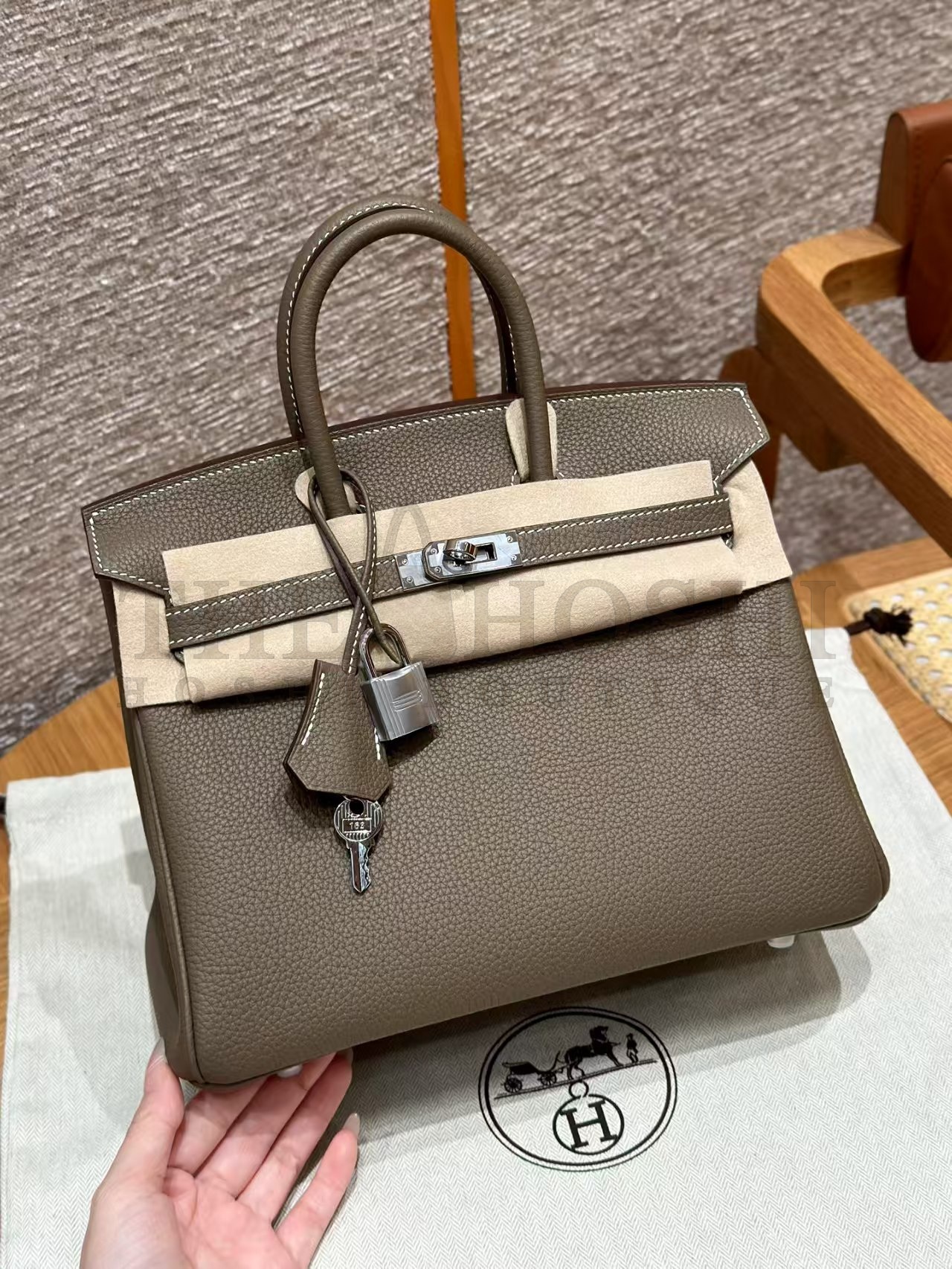 H**me5 Taupe Birkin 25cm togo Handmade Bag Master Quality