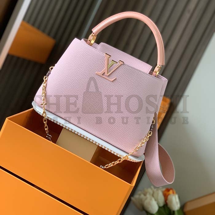 L0vis Vvtt0n LV Women Capucines BB Handbag Pearly Pink Taurillon Leather Master Quality