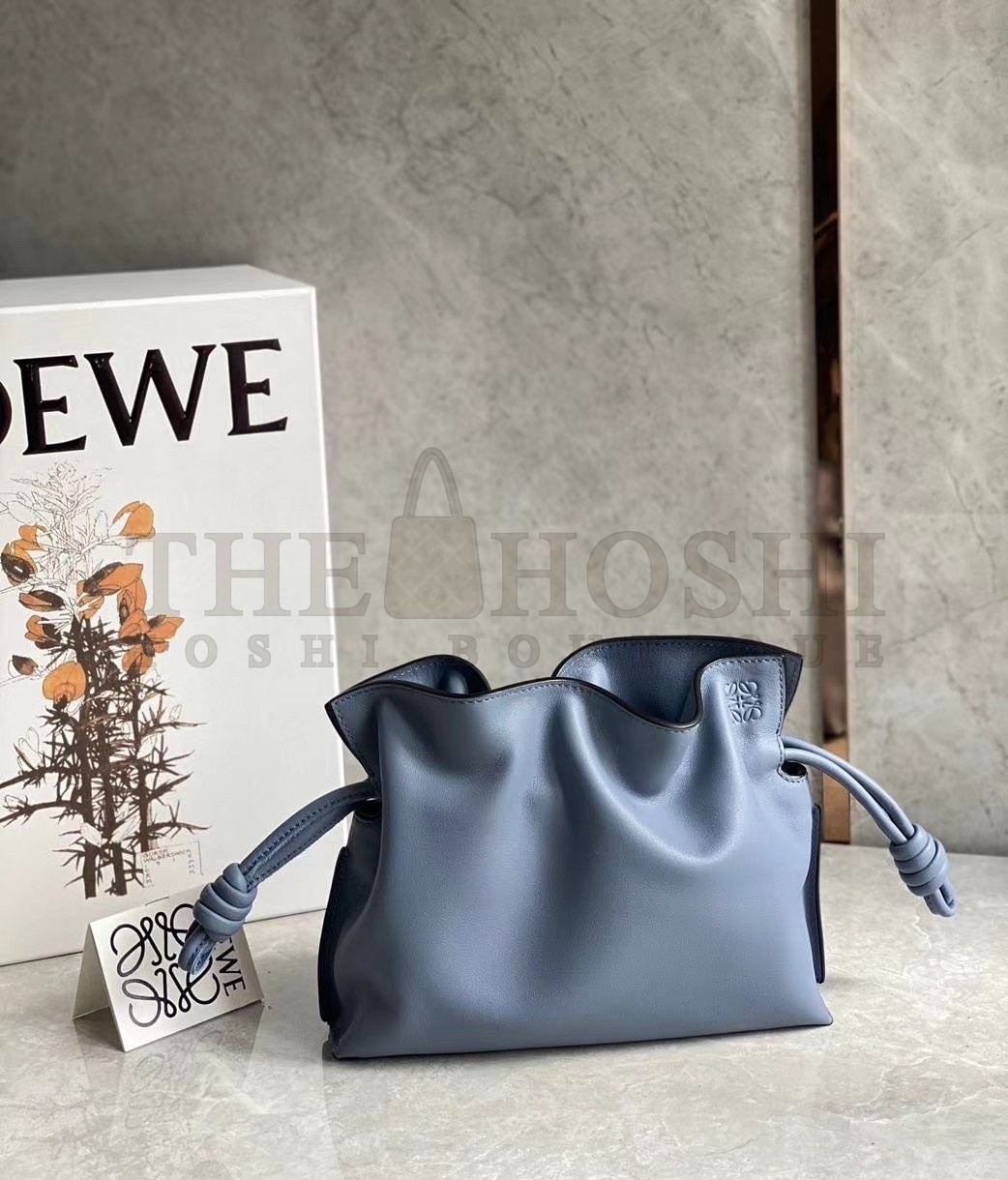 L0ew* Flamenco Mini Clutch In Atlantic Blue Nappa Leather Master Quality