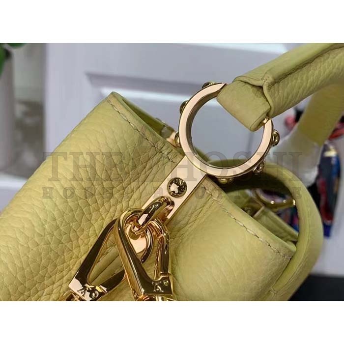 L0vis Vvtt0n LV Women Capucines Mini Handbag Yellow Taurillon Cowhide Leather Master Quality