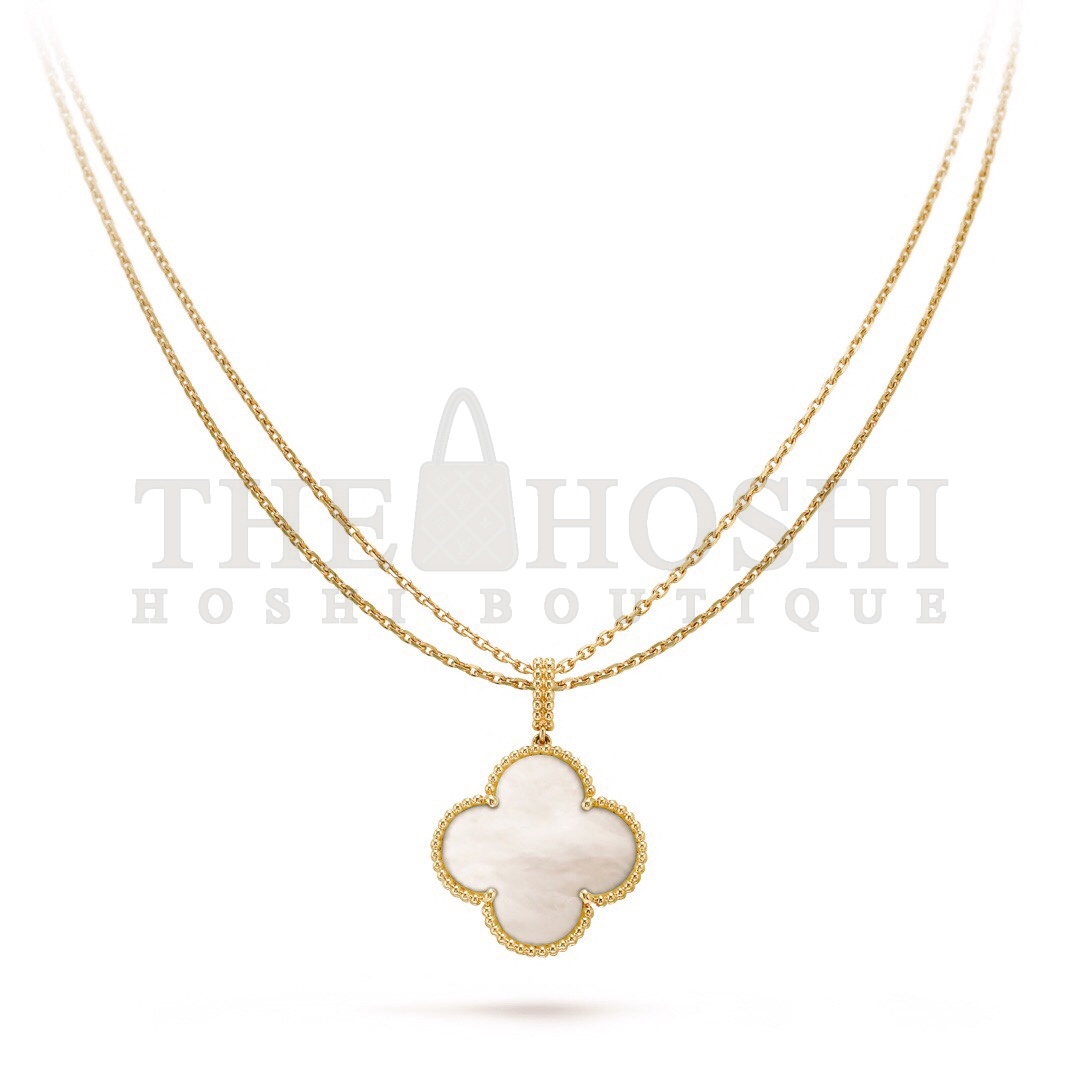 Clover Necklace,V*n Cl**f Four Leaf Clover Necklace Dupe, Magic Alhambra long Necklace, Sliver & Gold-Plated & Logo Stamp Master Quality