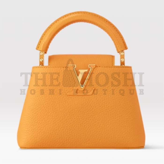 L0vis Vvtt0n LV Women Capucines Mini Handbag Ocre Orange Taurillon Cowhide Leather Master Quality