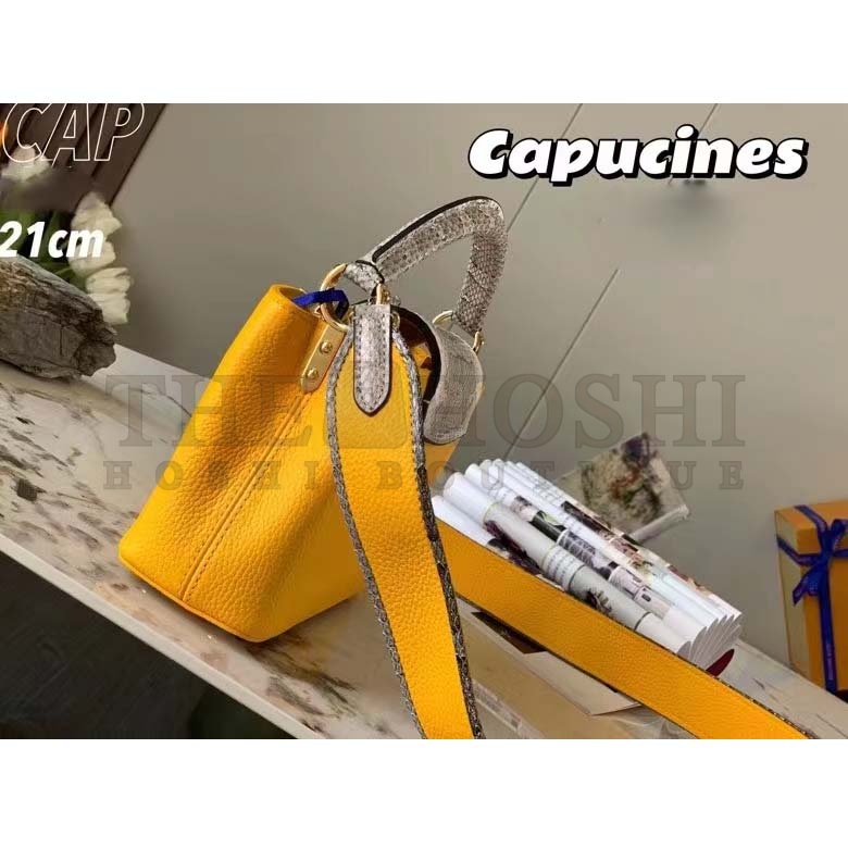 L0vis Vvtt0n LV Women Capucines Mini Handbag Golden Yellow Taurillon Python Leather Master Quality