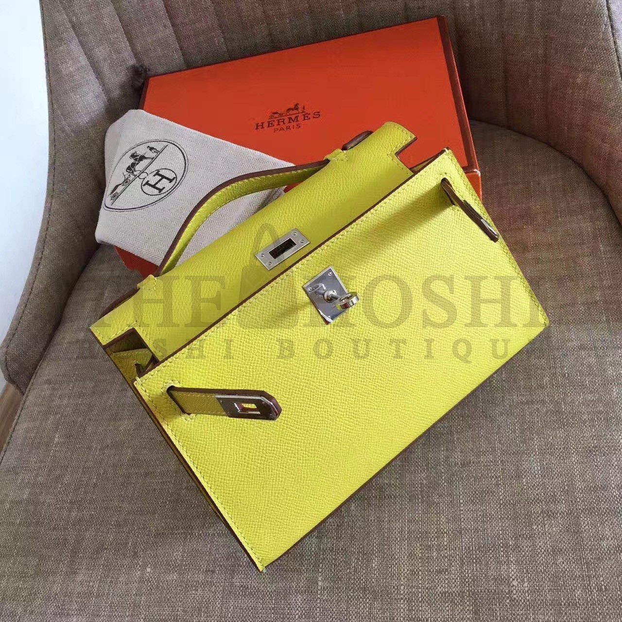 H**me5 Yellow Kelly Pochette Epsom Handmade Bag Master Quality