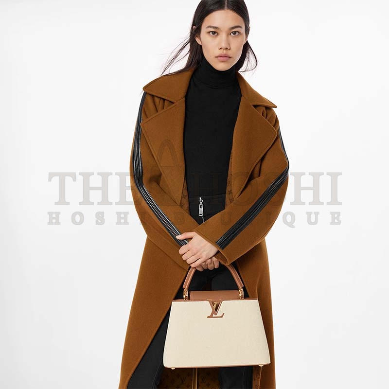 L0vis Vvtt0n LV Women Capucines MM Handbag Caramel Brown Taurillon Leather Canvas Master Quality
