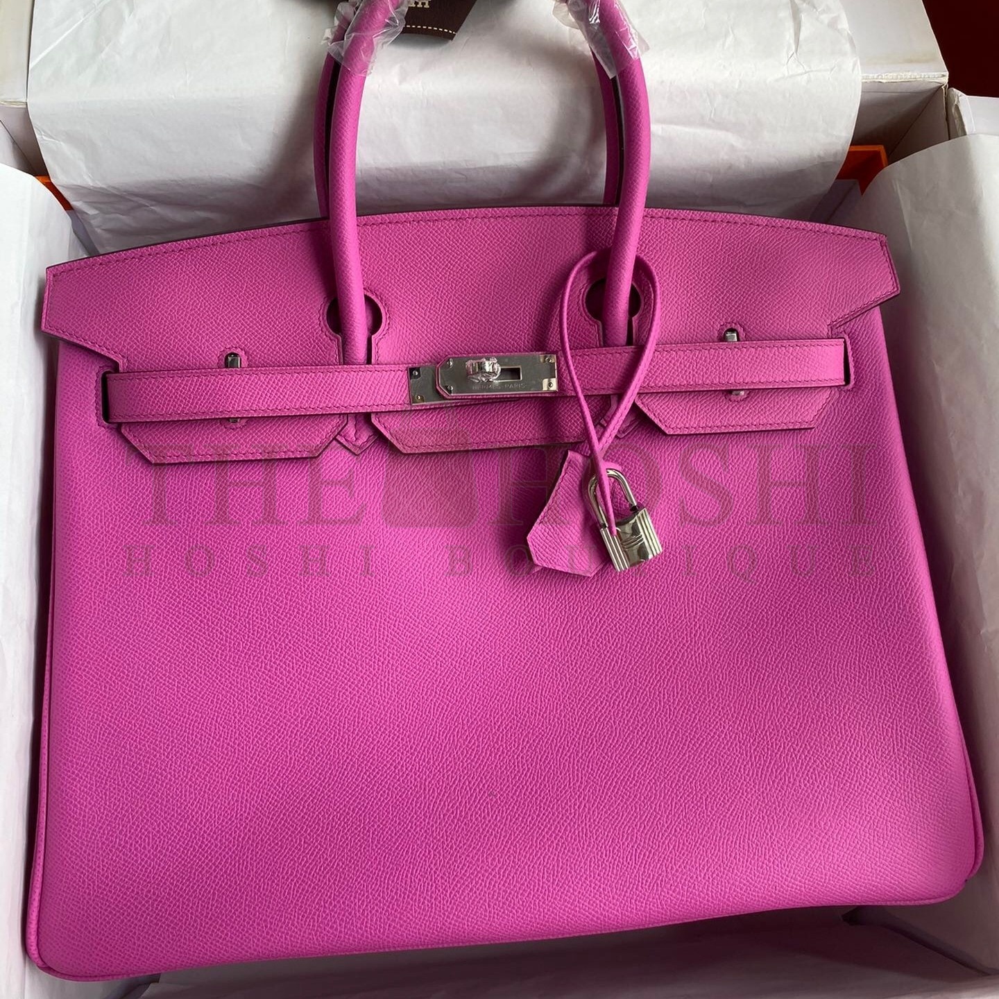 H**me5 Birkin 35 Retourne Handmade Bag in Rose Magnolia Epsom Calfskin Master Quality