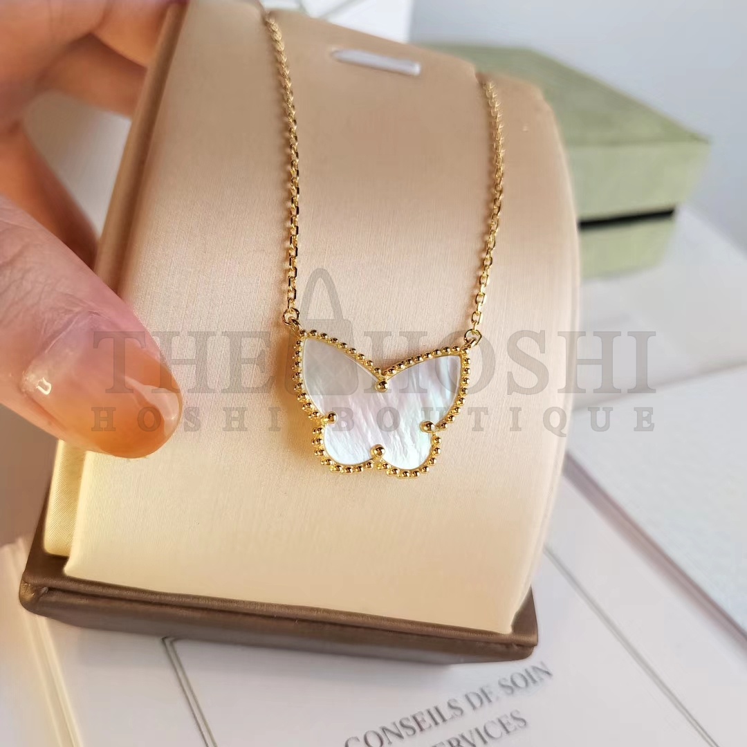 V*n Cl**f & Arpels butterfly necklace in white mother-of-pearl Master Quality