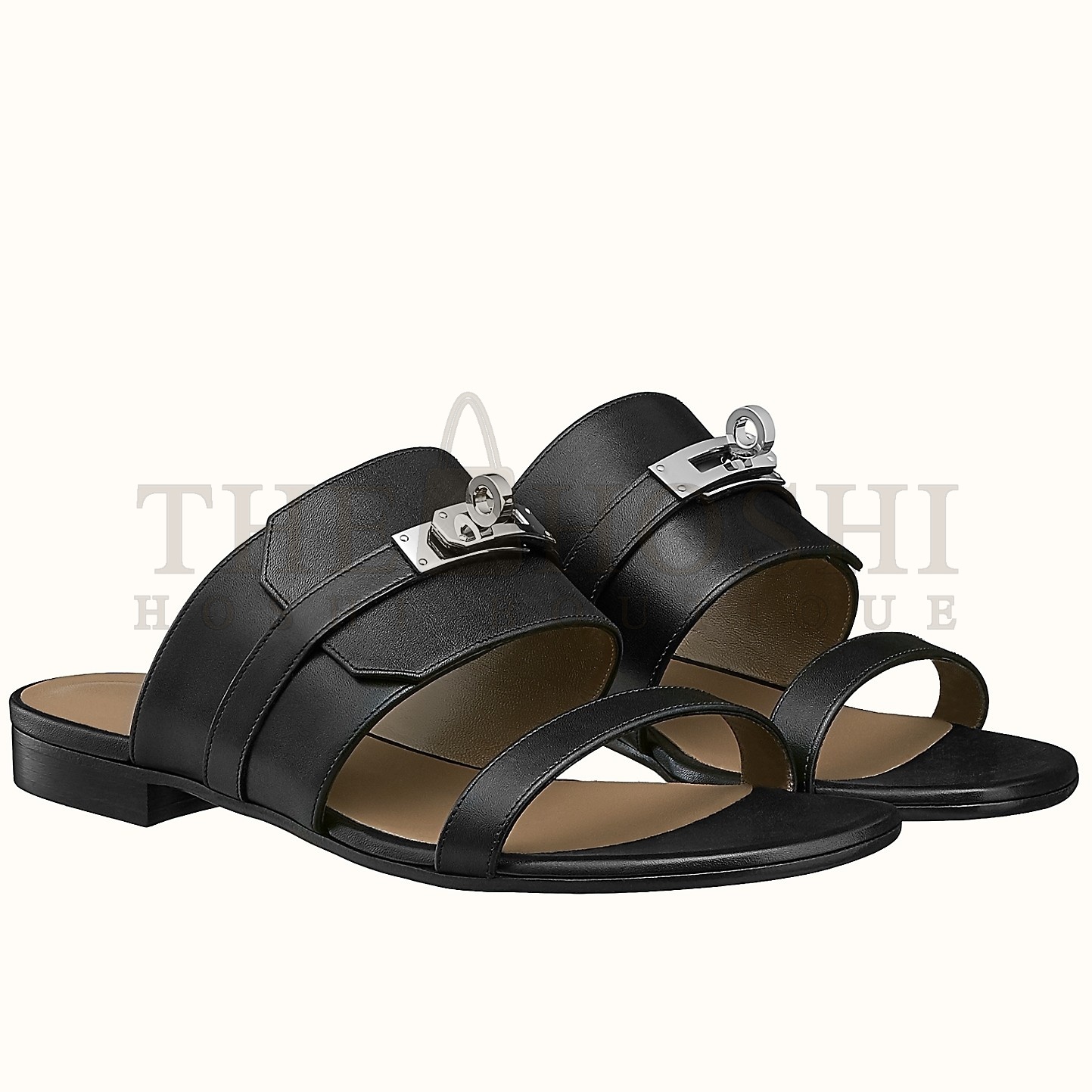 H**me5 Avenue Sandals In Black Calfskin Master Quality