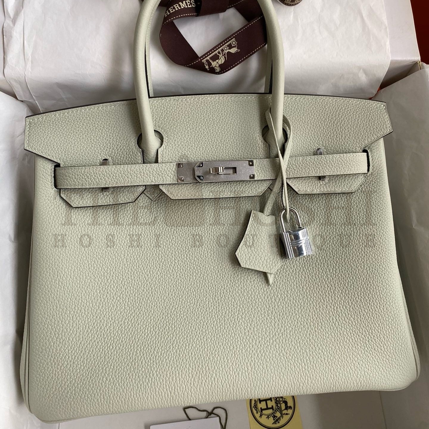 H**me5 Birkin 30 Retourne Handmade Bag In Gris Neve Clemence Leather Master Quality