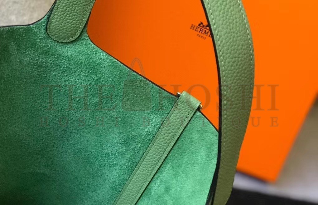 H**me5 Vert Criquet Picotin Lock MM 22cm Handmade Bag Master Quality