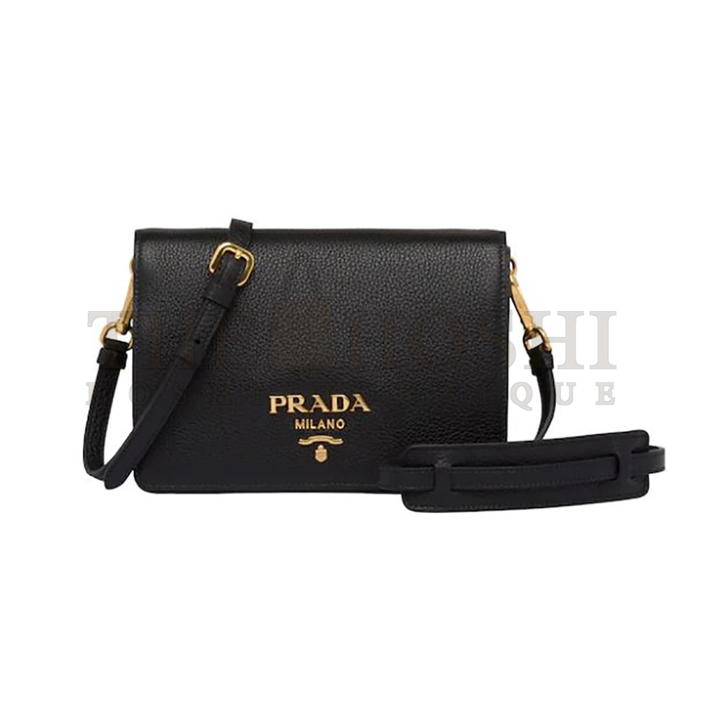 Pra*a Women Calf Leather Shoulder Bag-Black Master Quality