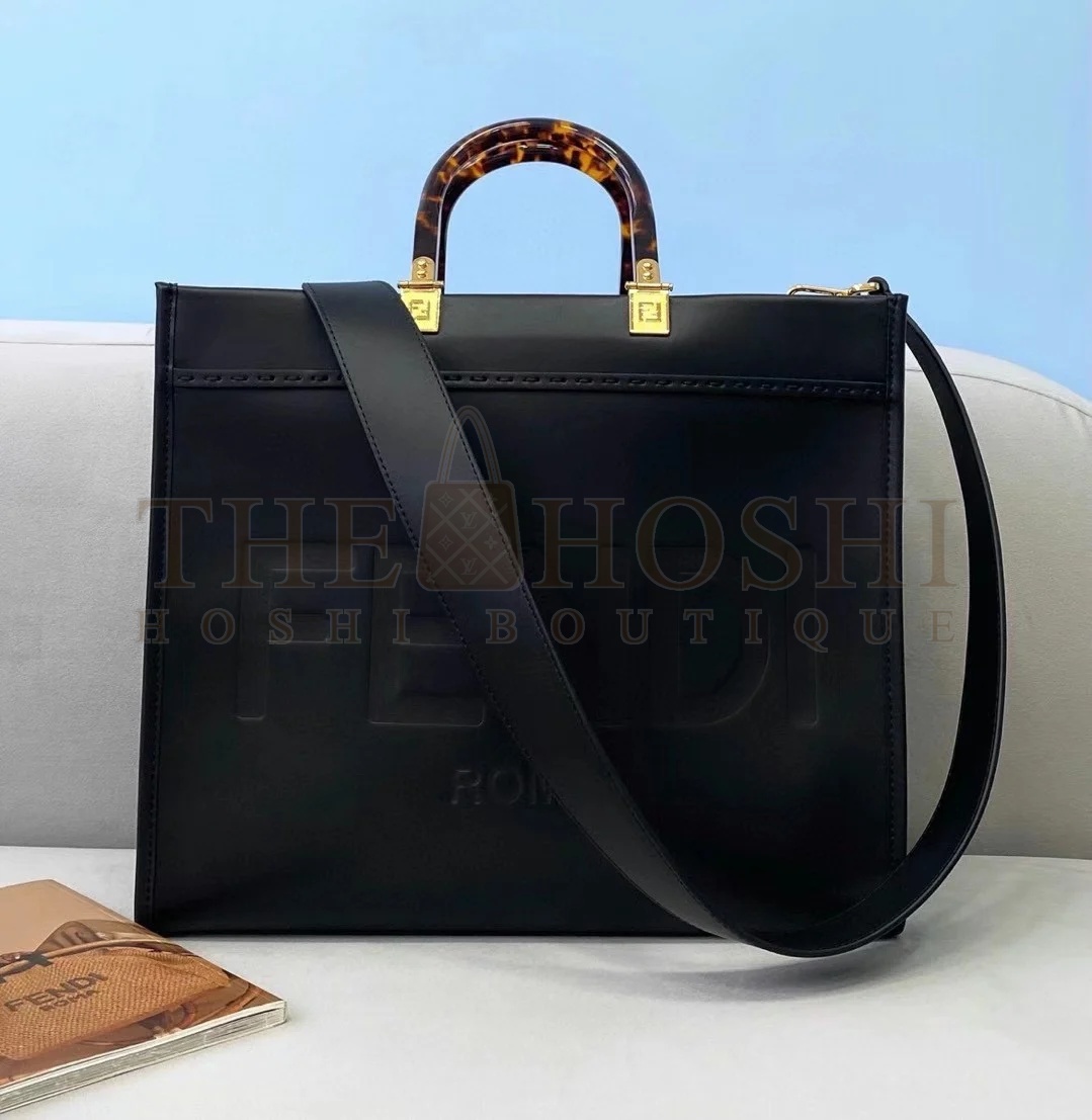 F**di Sunshine Medium Tote Bag In Black Calfskin Master Quality
