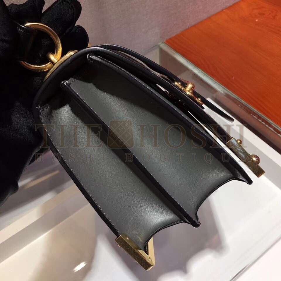 Pra*a Cahier Shoulder Bag In Grey/Black Leather Master Quality