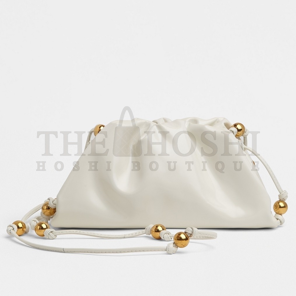 B0tt*ga Ven*ta Mini Pouch In White Patent Leather Master Quality