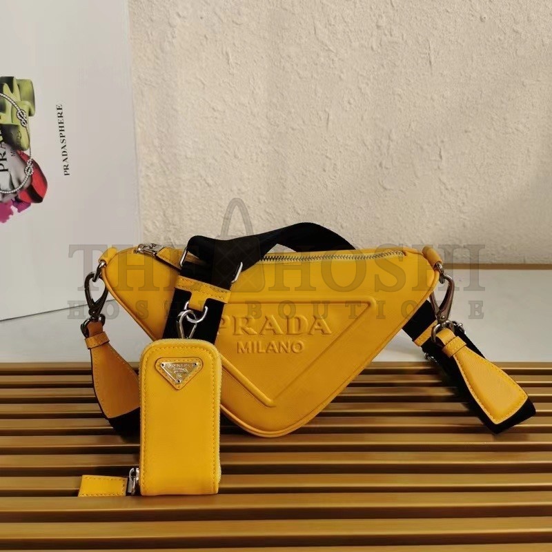 Pra*a Triangle Shoulder Bag In Yellow Leather Master Quality