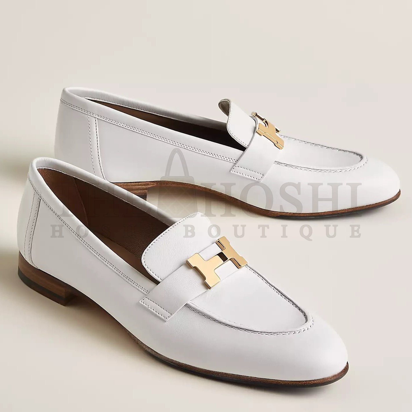 H**me5 Women's Paris Loafers in White Goatskin Master Quality