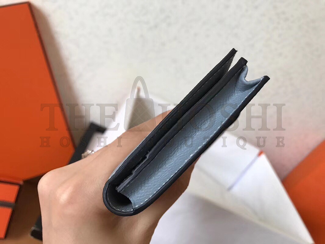 H**me5 Blue Lin Epsom Bearn Gusset Wallet Master Quality