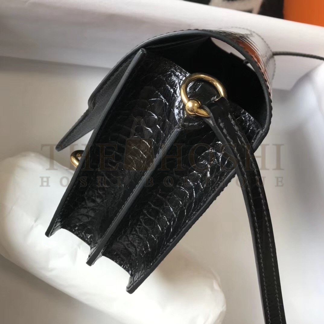 H**me5 Roulis Mini Bag In Black Embossed Crocodile Calfskin Master Quality