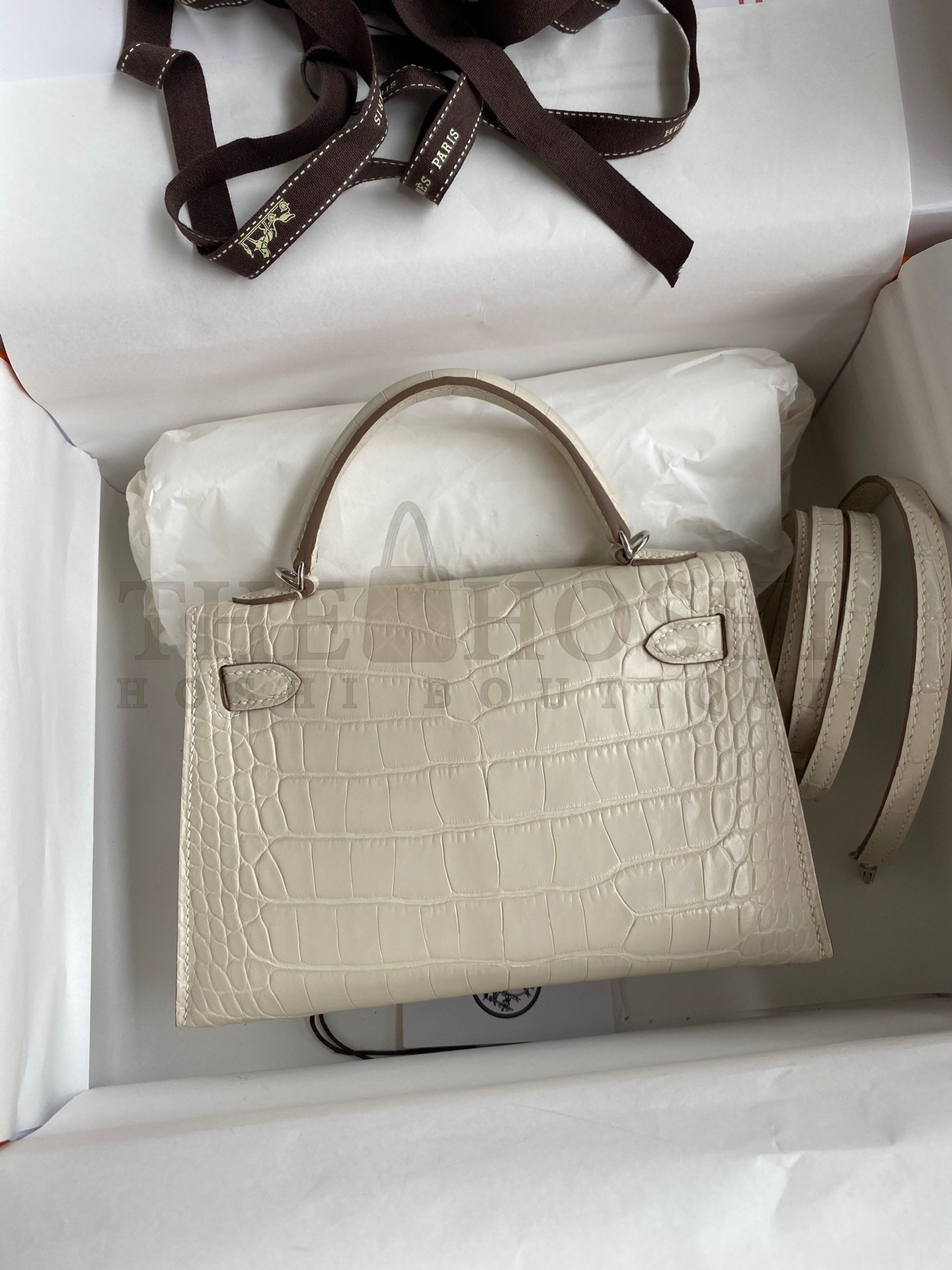 H**me5 Kelly Mini II Sellier Handmade Bag In Beton Matte Alligator Leather Master Quality