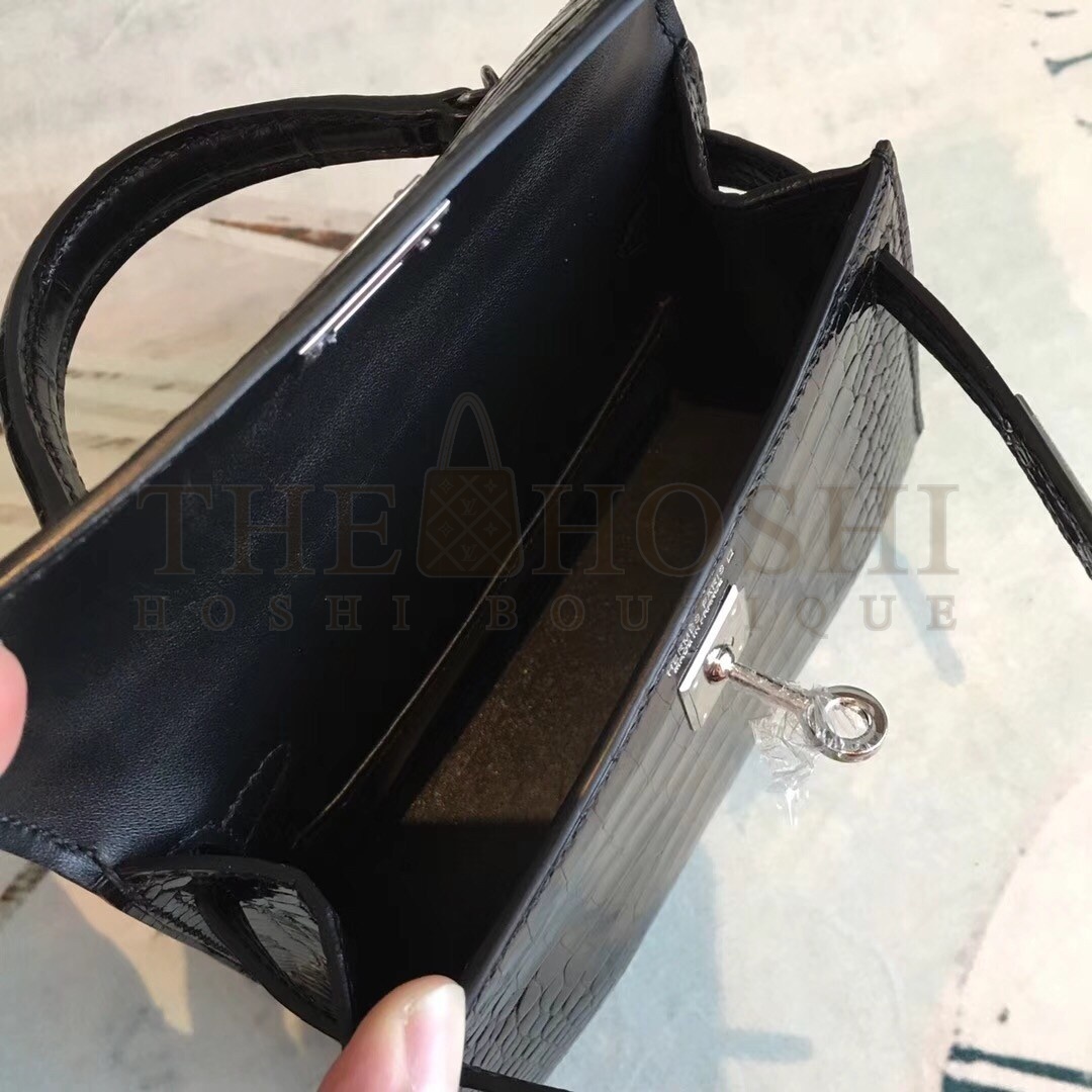 H**me5 Black Alligator Kelly Mini II Handmade Bag Master Quality