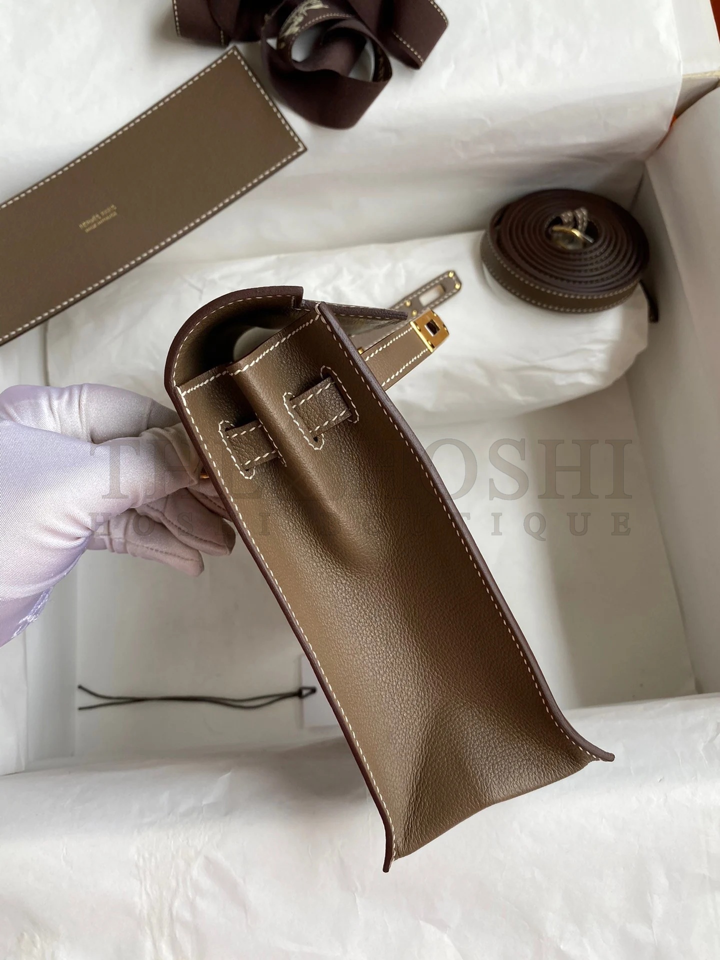 H**me5 Kelly Danse II Handmade Bag In Taupe Evercolor Calfskin Master Quality