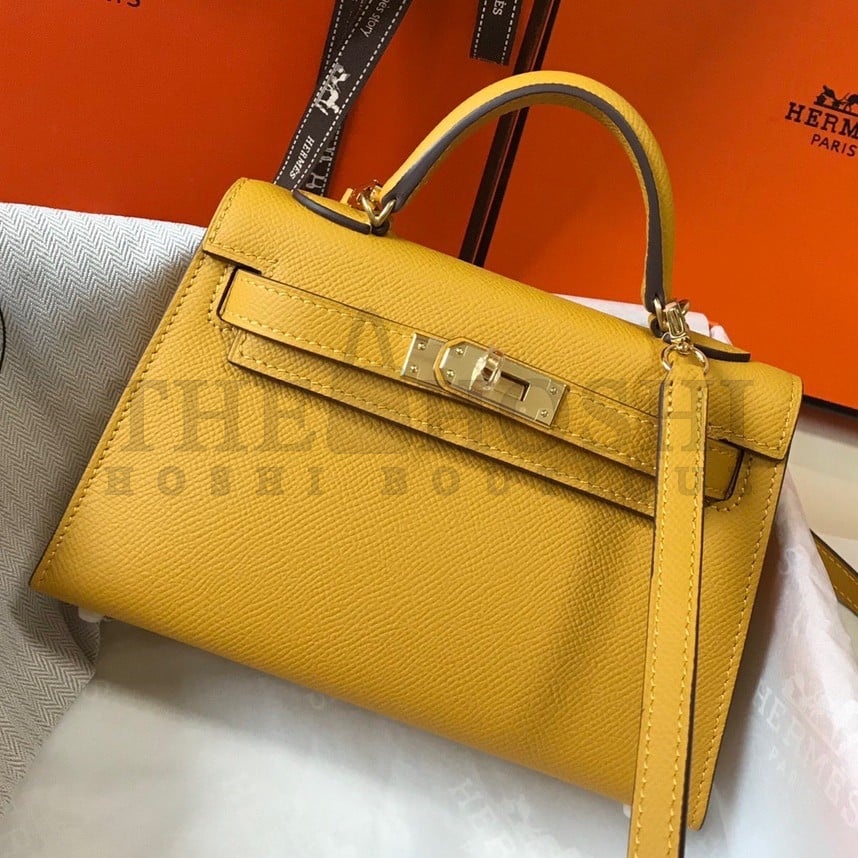 H**me5 Kelly Mini II Sellier Bag In Yellow Epsom Leather GHW Master Quality