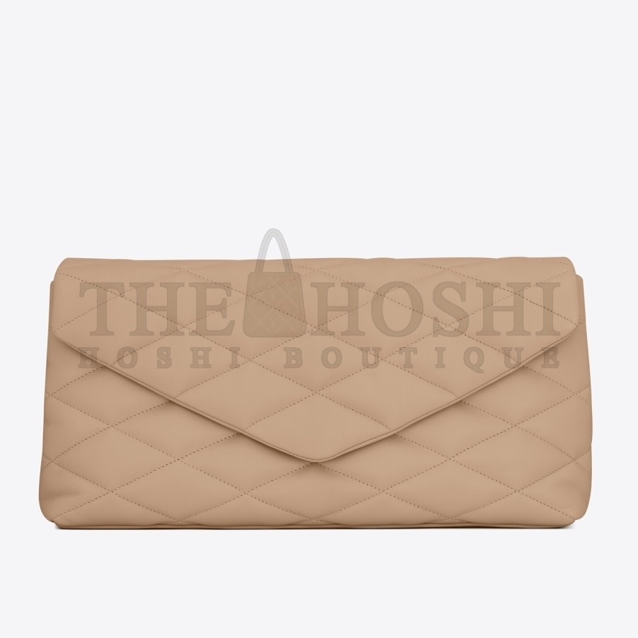 Sa1nt Lau*nt Sade Puffer Envelope Clutch In Beige Lambskin Master Quality