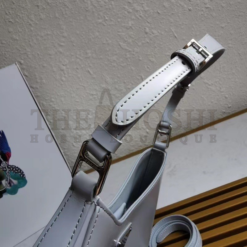 Pra*a Cleo Shoulder Large Bag In Blue Brushed Leather Master Quality