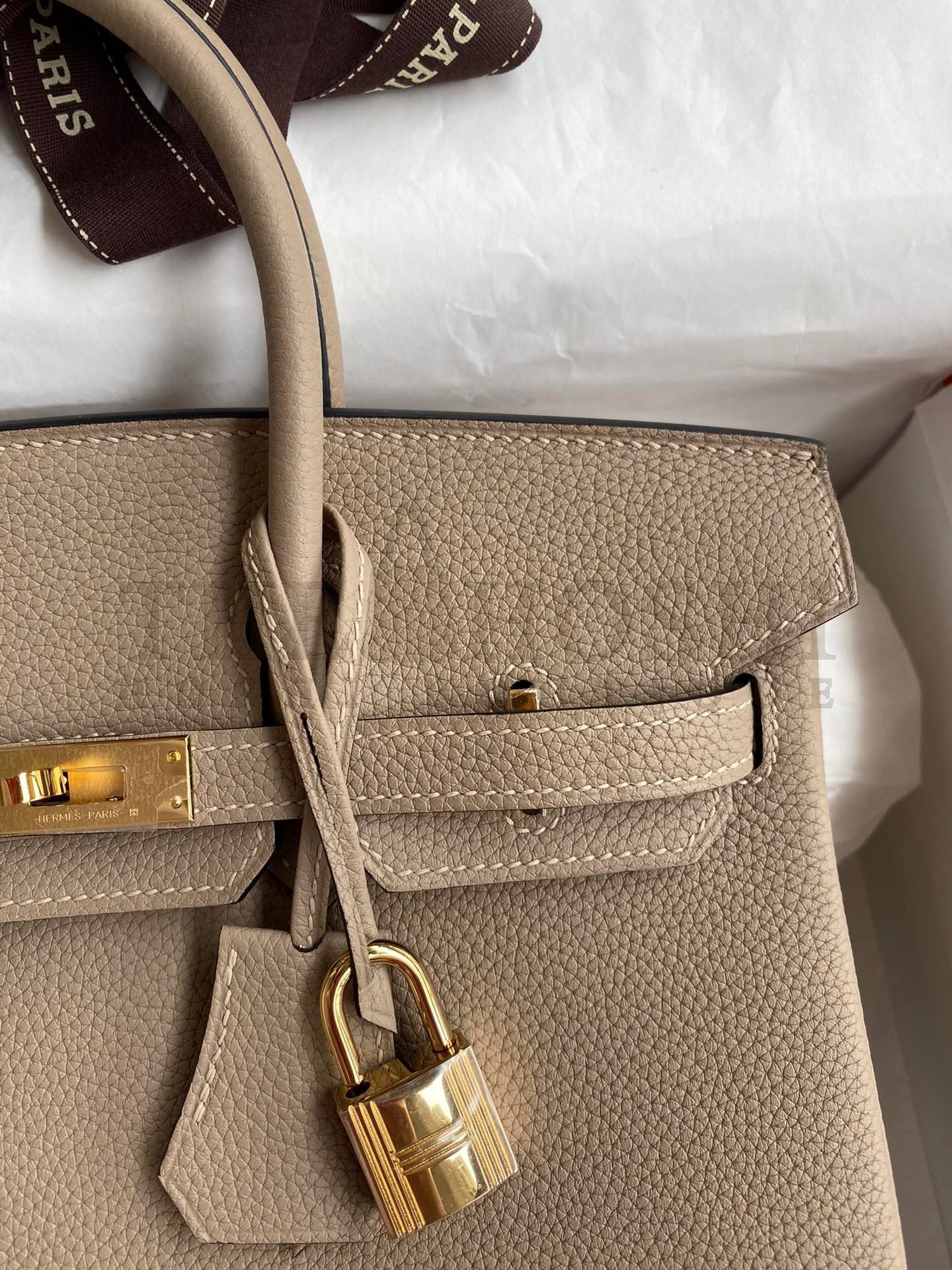 H**me5 Birkin 25 Retourne Handmade Bag In Gris Tourterelle Clemence Leather Master Quality