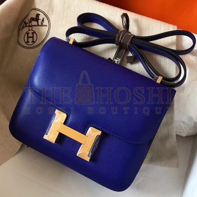 H**me5 Mini Constance 18cm Epsom Blue Electric Bag Master Quality