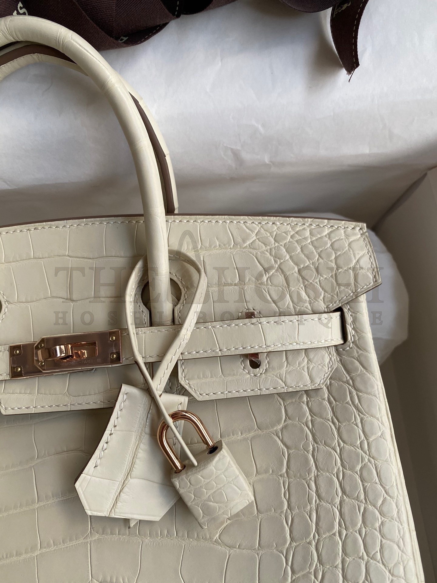 H**me5 Birkin 25 Retourne Handmade Bag In Nata Matte Alligator Leather Master Quality