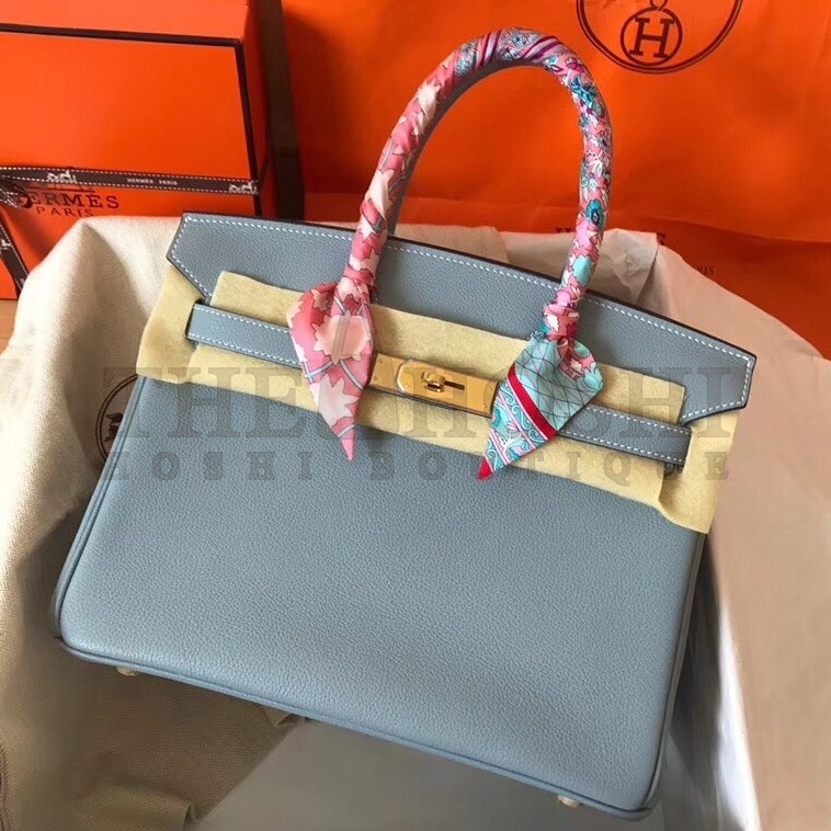 H**me5 Blue Lin Birkin 30cm Clemence Handmade Bag Master Quality