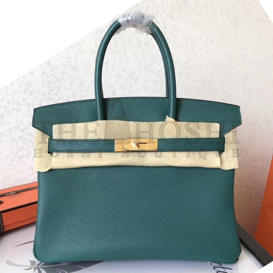 H**me5 Malachite Birkin 30cm Clemence Handmade Bag Master Quality