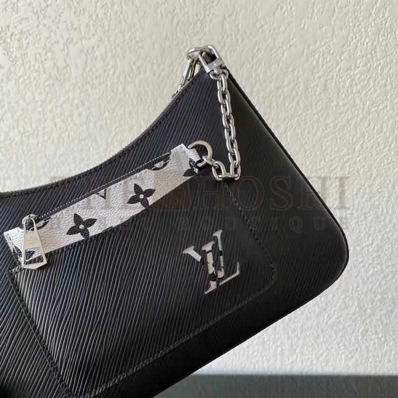 L0vis Vvtt0n LV Women Marelle Handbag Quartz Black Epi Grained Cowhide Canvas Master Quality