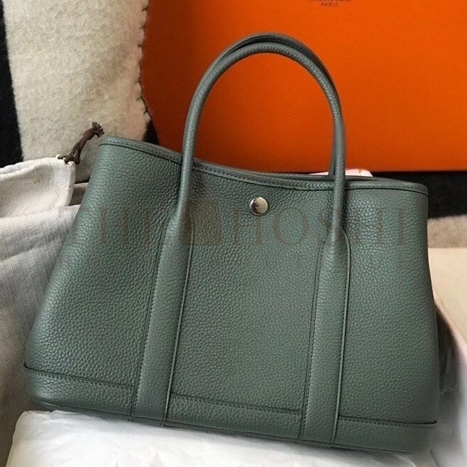 H**me5 Garden Party 30 Bag In Vert Amande Clemence Leather Master Quality